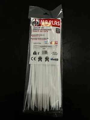 300 Mm Kablo Bağı Cırt Kelepçe Beyaz 100 Adet