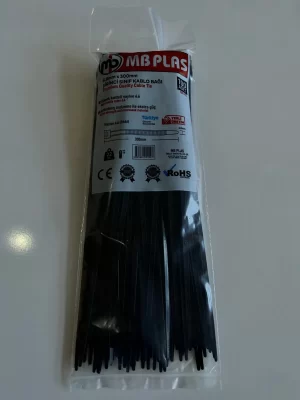 300 mm Kablo Bağı Cırt Kelepçe Siyah 100 Adet